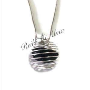 Black Obsidian Spiral Pendant Necklace &Free Gift